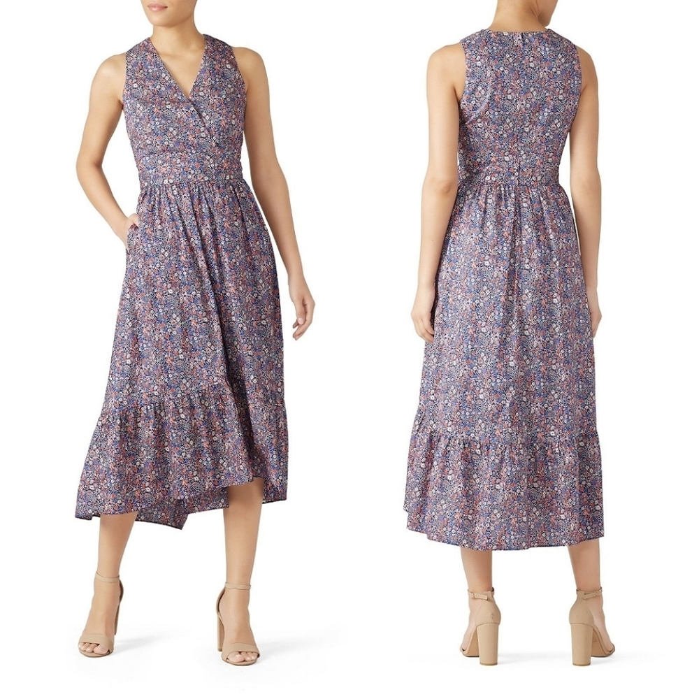 J. Crew Floral Midi Dress - Blue and White